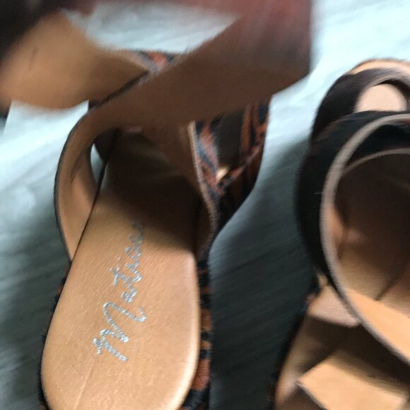 Matisse Runway Leather Calf Fur Brown Platform Sandals - Picture 5 of 7